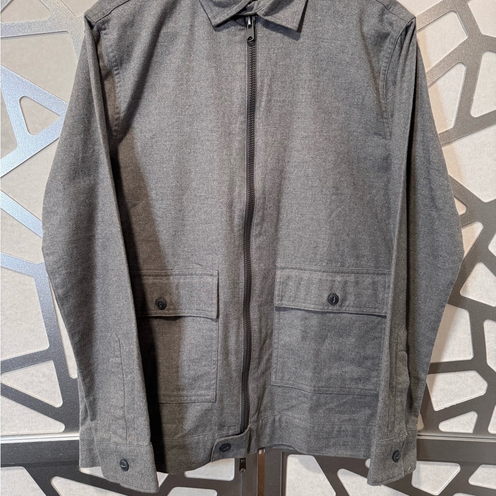 Express Gray Zip Front Utility Jacket Size Small Cotton Lightweight
